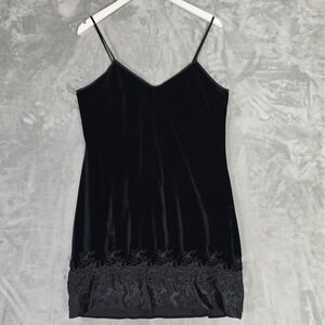Alexandra Nicole VTG Slip Mini Dress Black Medium Whimsigoth Floral Velvet